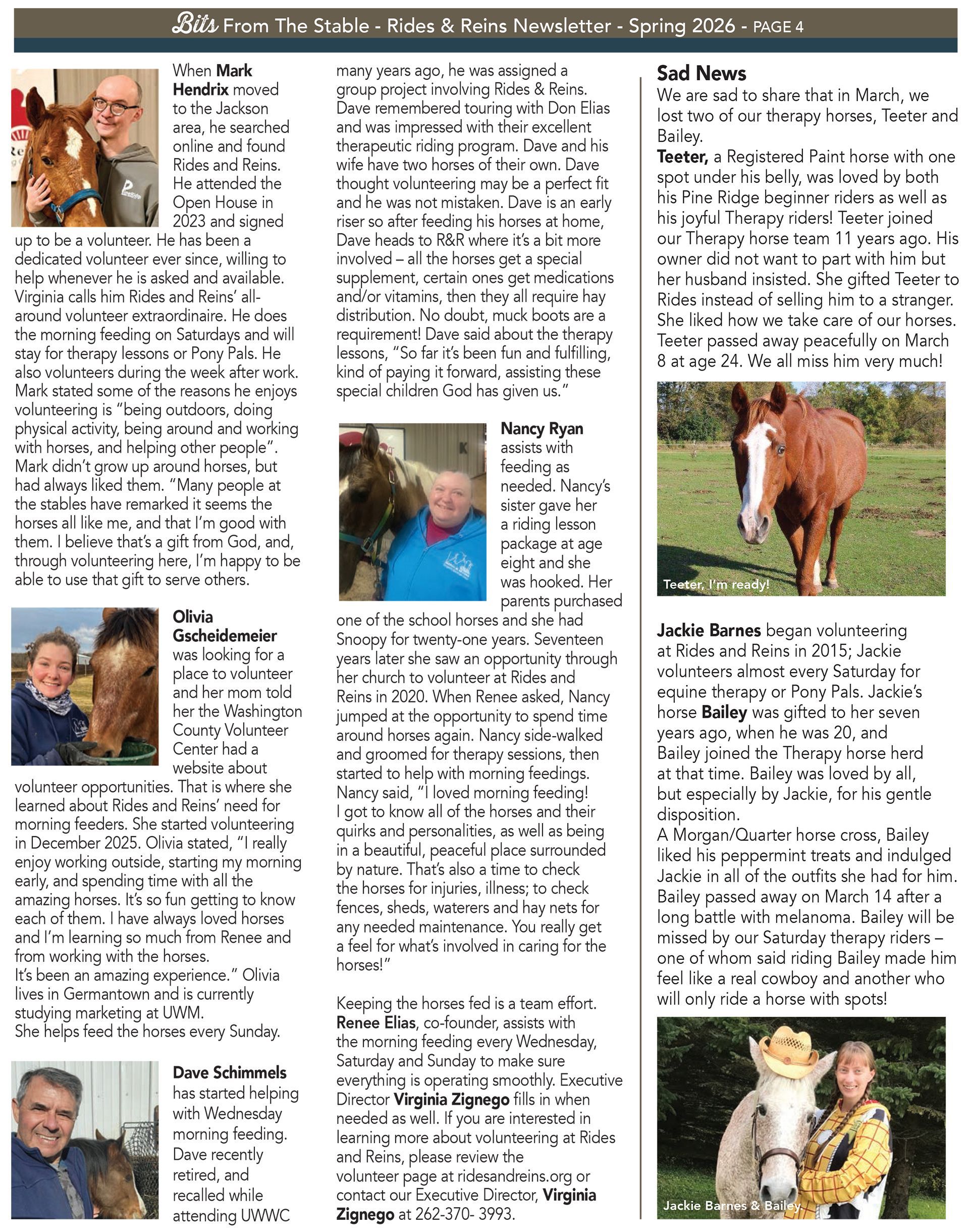 Rides & Reins TEC Inc Spring 2026 newsletter page 4
