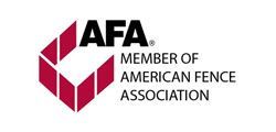 Logo for the American Fence Association, featuring the acronym AFA in black next to a red hexagonal geometric design.