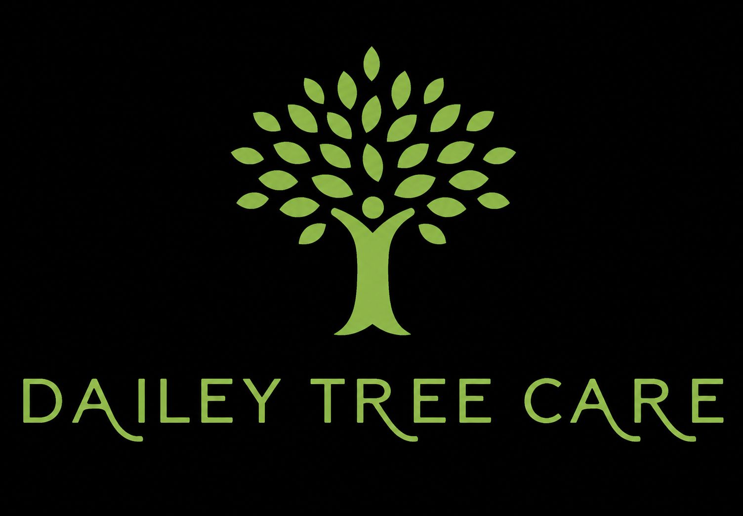 Dailey Tree Care logo with stylized green tree and arborist silhouette on white background