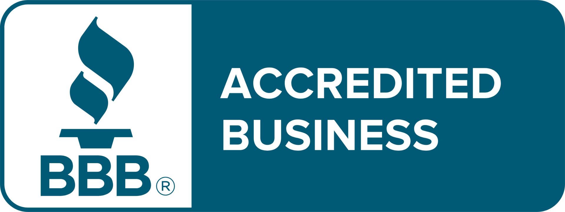 BBB Accredited Business logo with blue text and emblem on white background