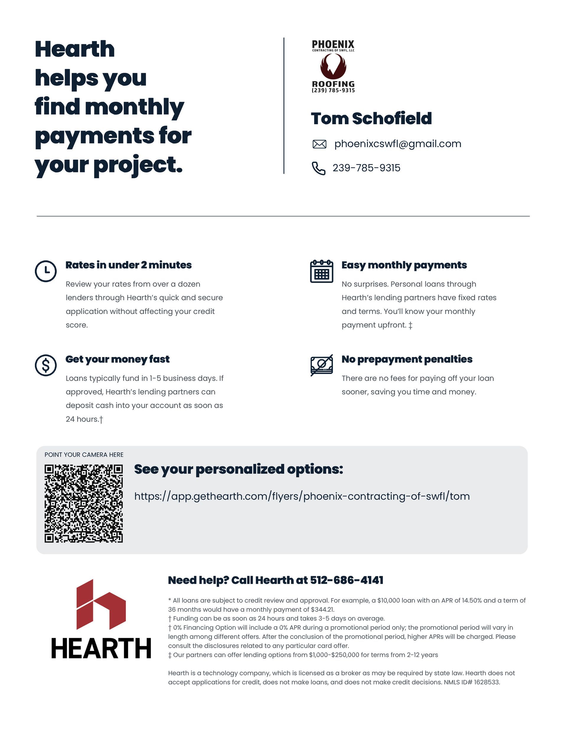 Heath payment flyer with logo, payment options, QR code, and contact details on a white background