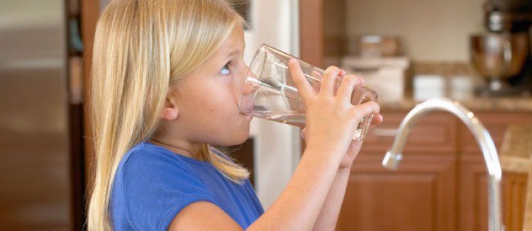 Girl drinking clean water