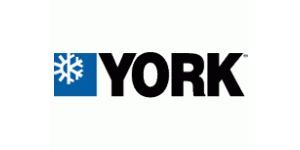 YORK logo in black with a blue snowflake icon on a white background