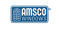 Logo for AMSCO Windows in blue and white. Contains the text
