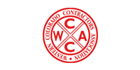 Logo of the Colorado Contractors Association. Red seal with text,