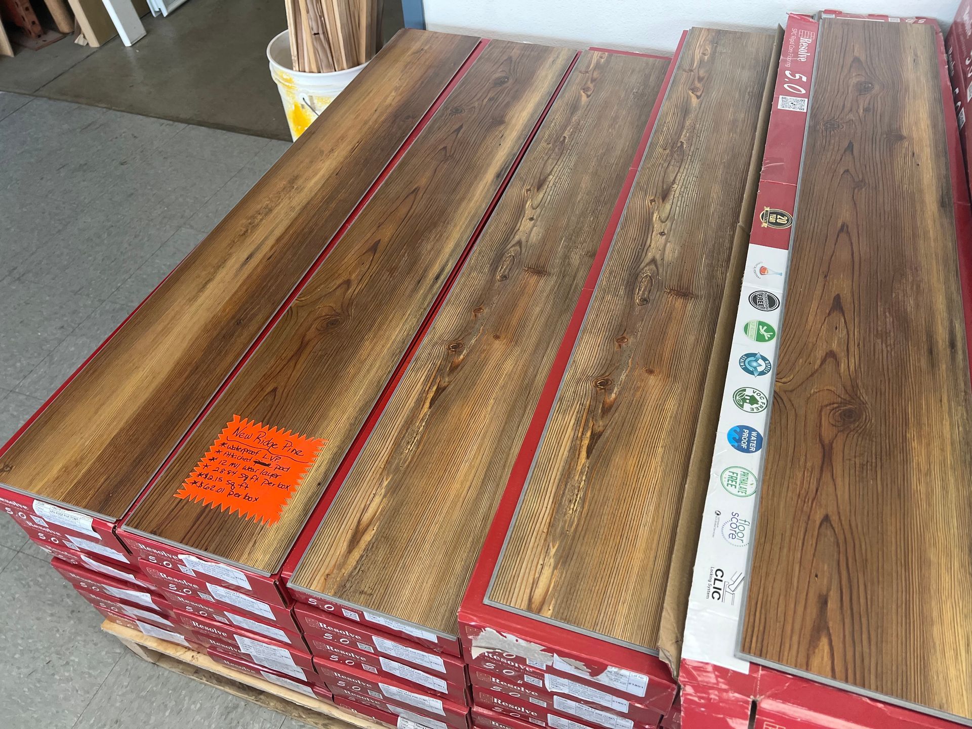 A pallet of wooden flooring is sitting on top of a table.