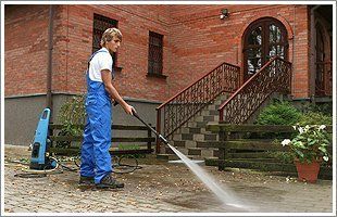 Patios being power washed