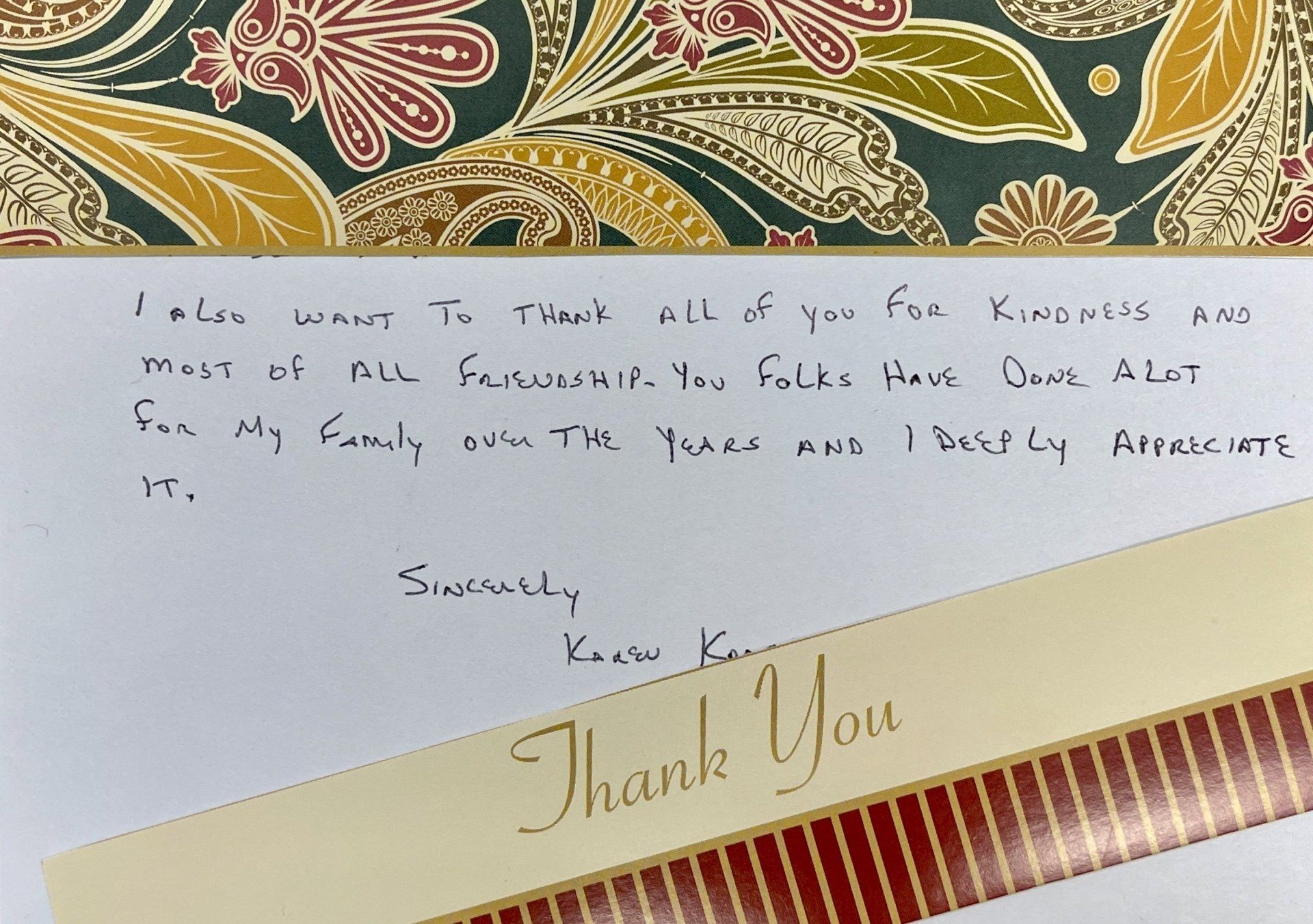 Probate Customer Thank You Note