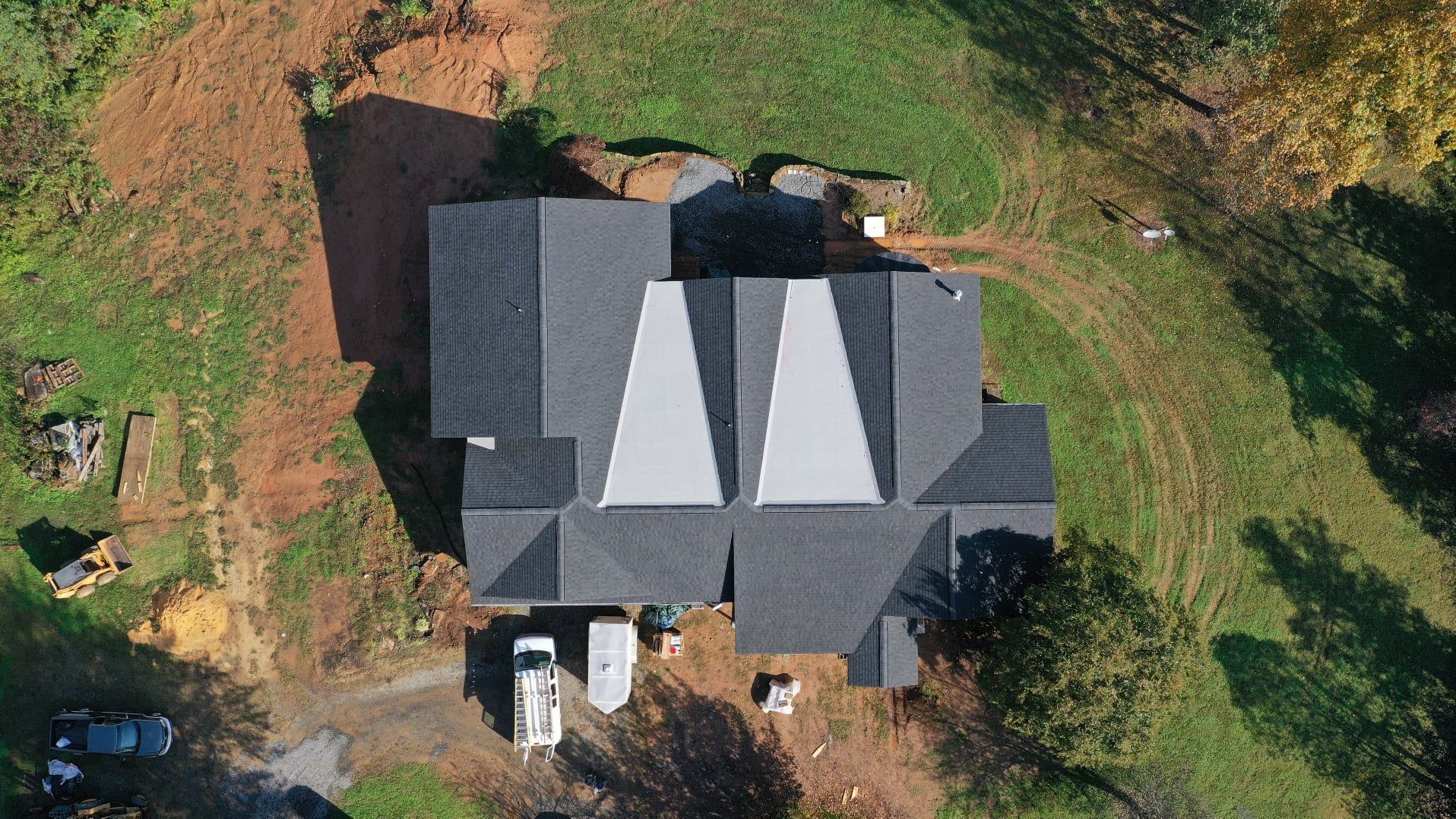 Top view of a residential roofing