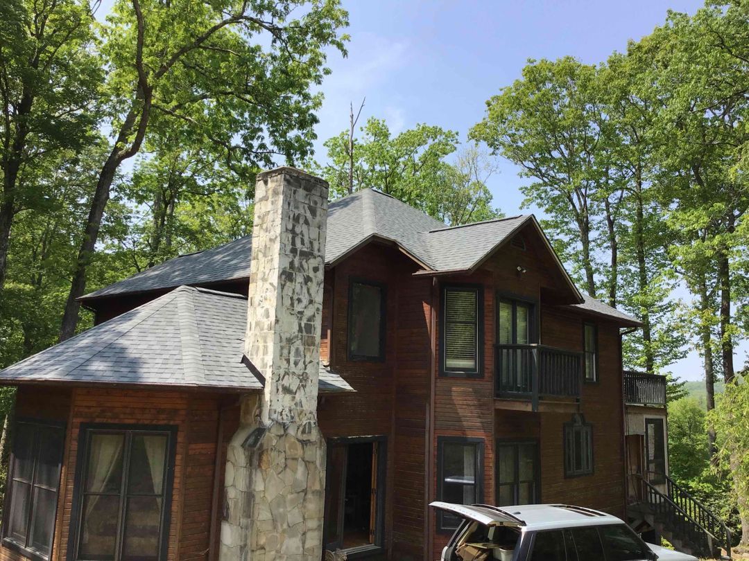 Shingle roofing on residential property