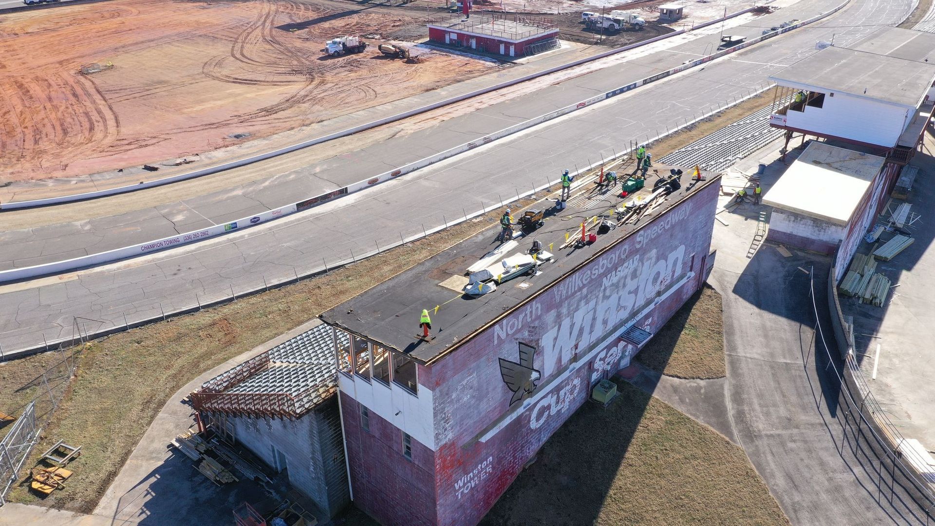 North Wilkesboro Motor Speedway bench roof construction
