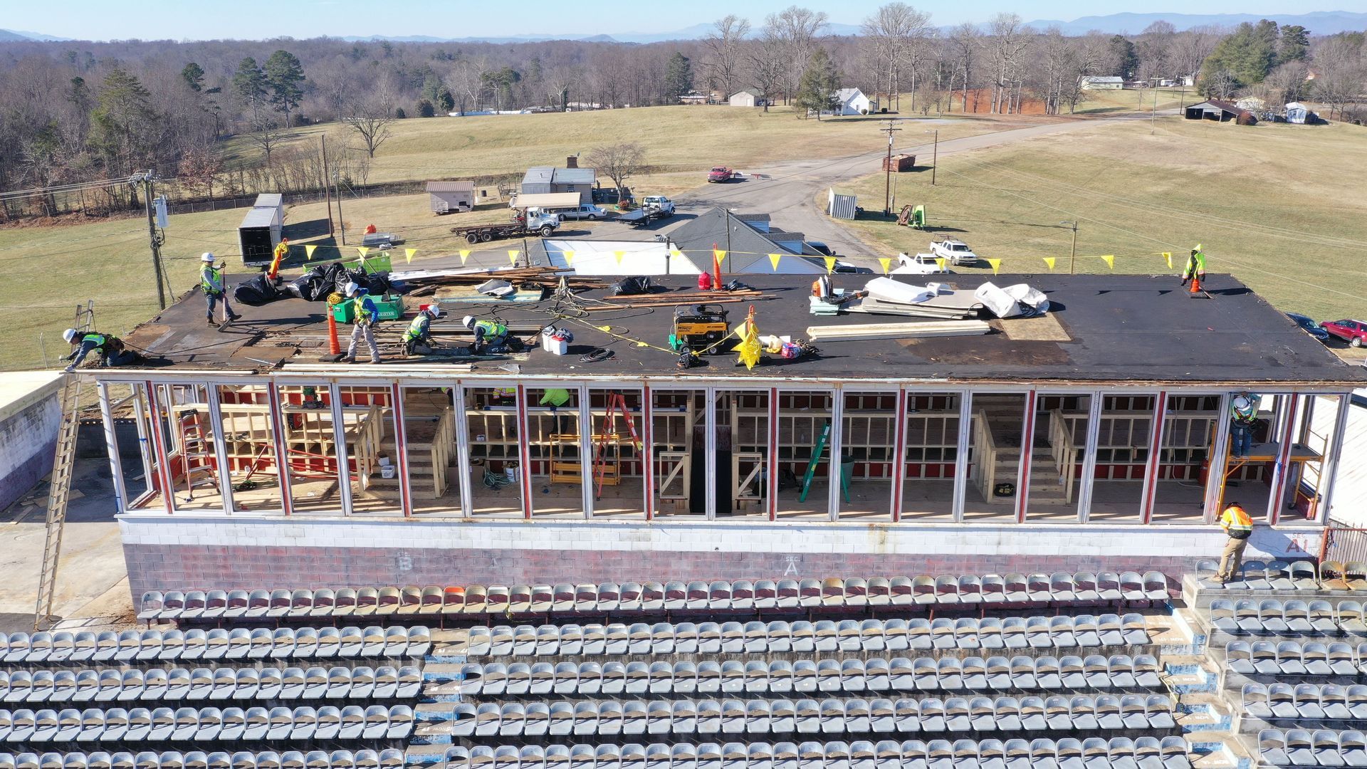 North Wilkesboro Motor Speedway bench roof fixing