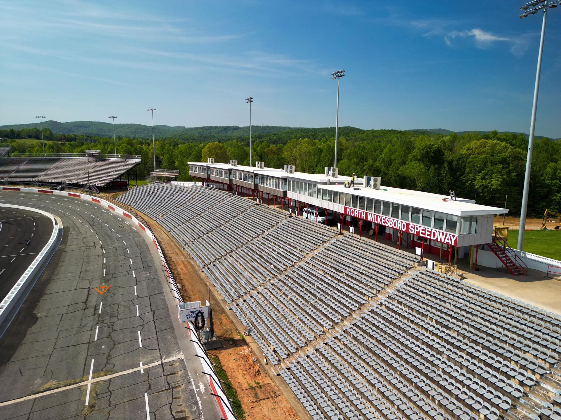 North Wilkesboro Motor Speedway top view of constructed roof
