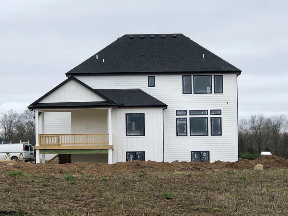 White house with black roof