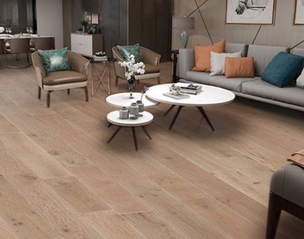 A living room with a couch and two coffee tables