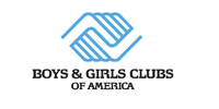 Boys & Girls Clubs of America logo: blue hands in a hexagonal shape, text below reads
