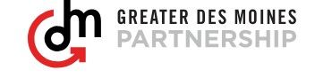 Greater Des Moines Partnership logo in black, red, and gray text