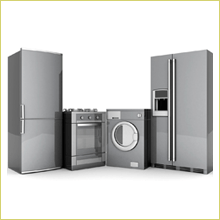 Home appliances on white background