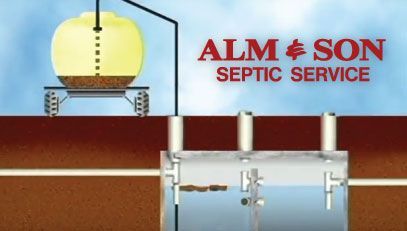 An ad for alm son septic service shows a drawing of a septic system