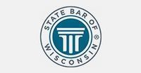 State Bar of Wisconsin logo: blue and white circular emblem with a stylized pillar in the center and text around the border.