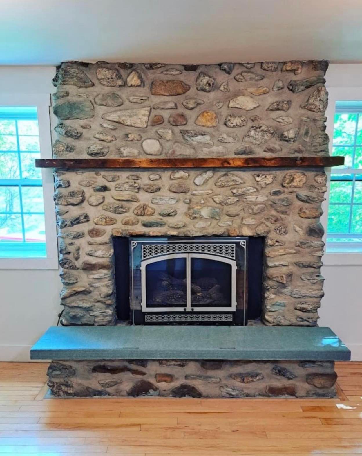 Interior large fireplace