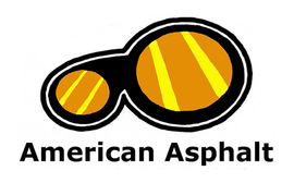 American Asphalt logo with black-outlined yellow and orange circular shapes