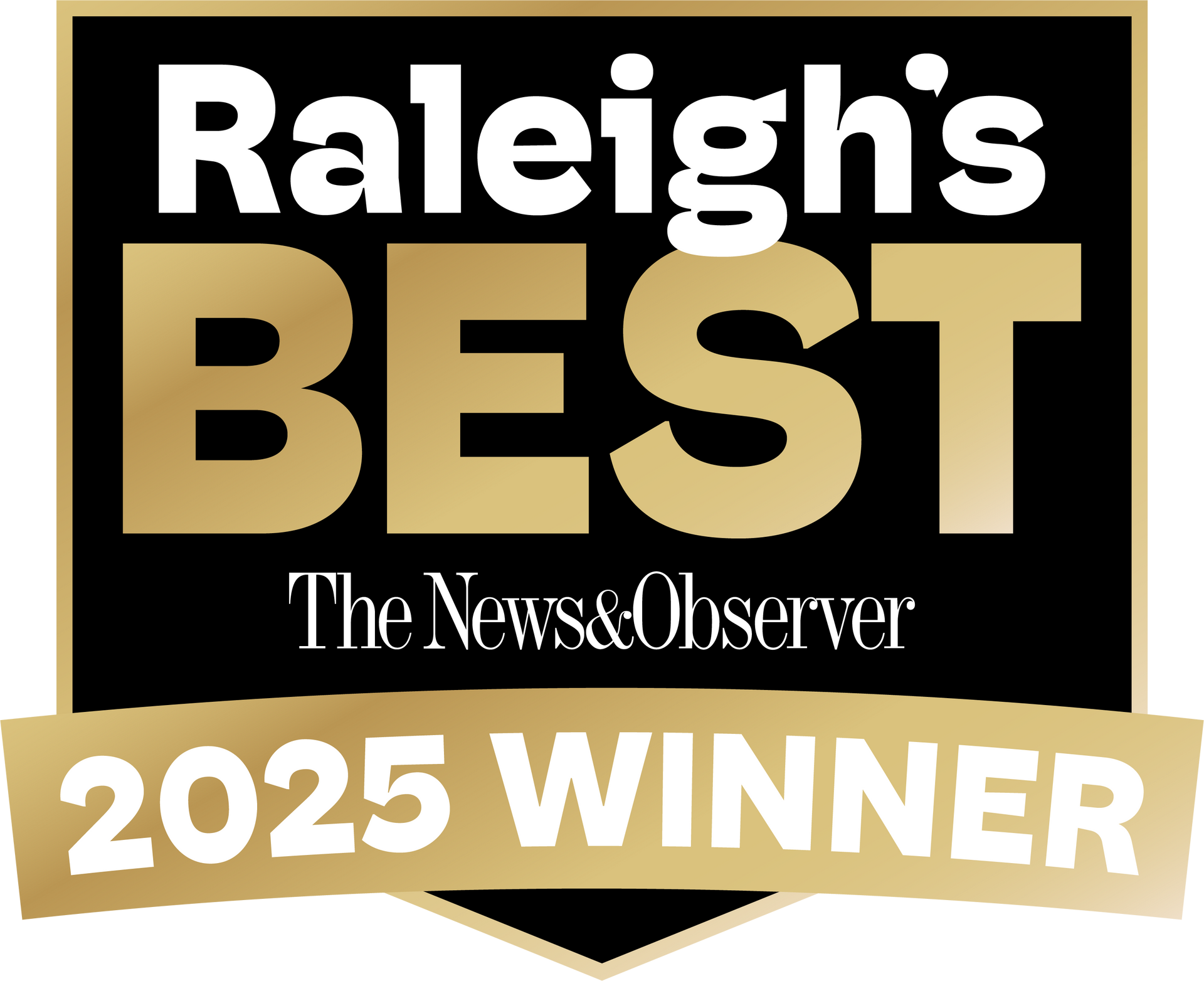 Raleigh's BEST award logo: gold and black banner with 