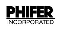 A black and white logo for phifer incorporated on a white background.