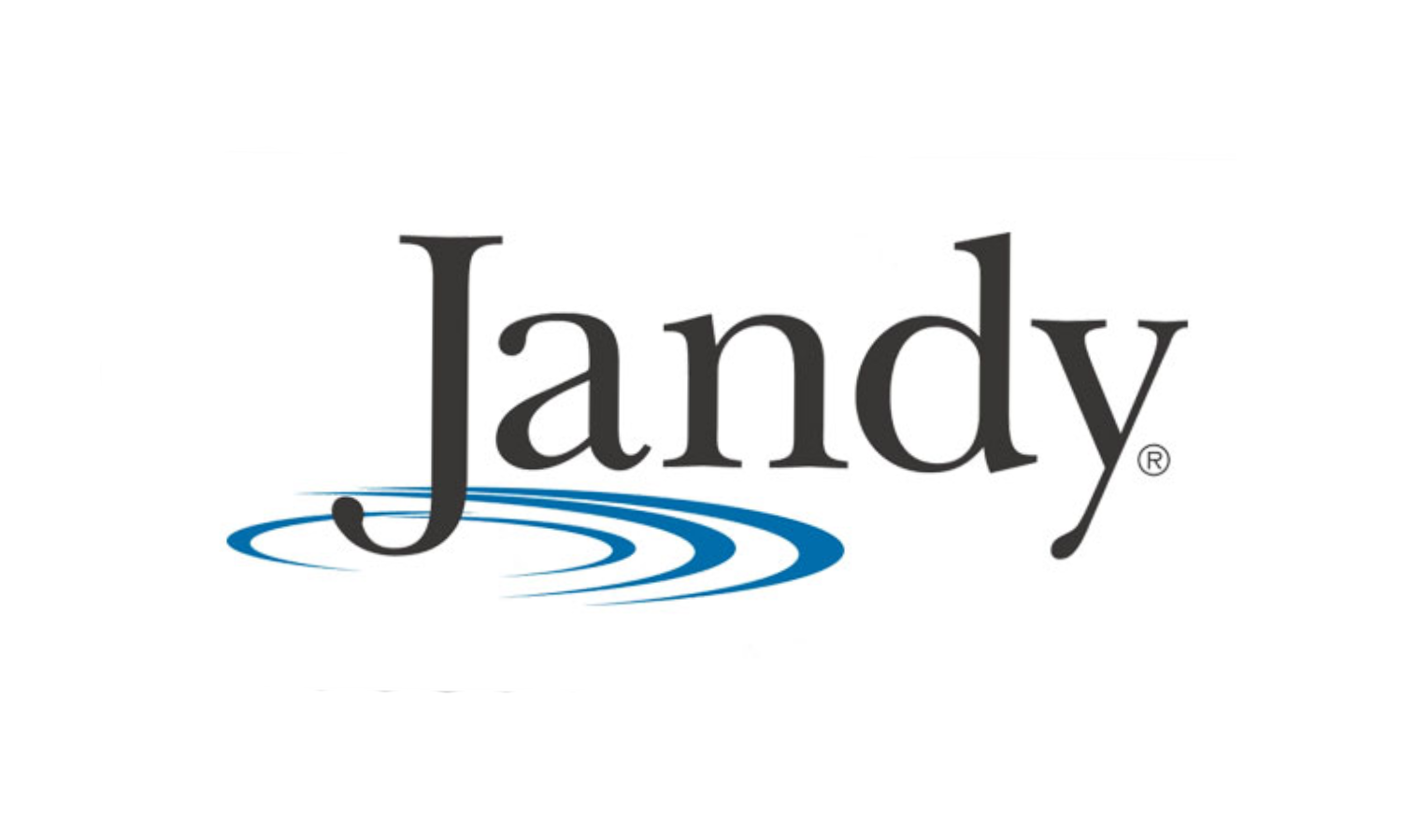 Jandy logo with dark text over blue water ripples.