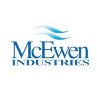The blue logo for McEwen Industries, featuring two wavy lines above the company name.