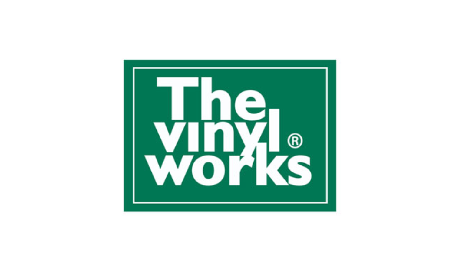 The Vinyl Works logo on a green square, white text.