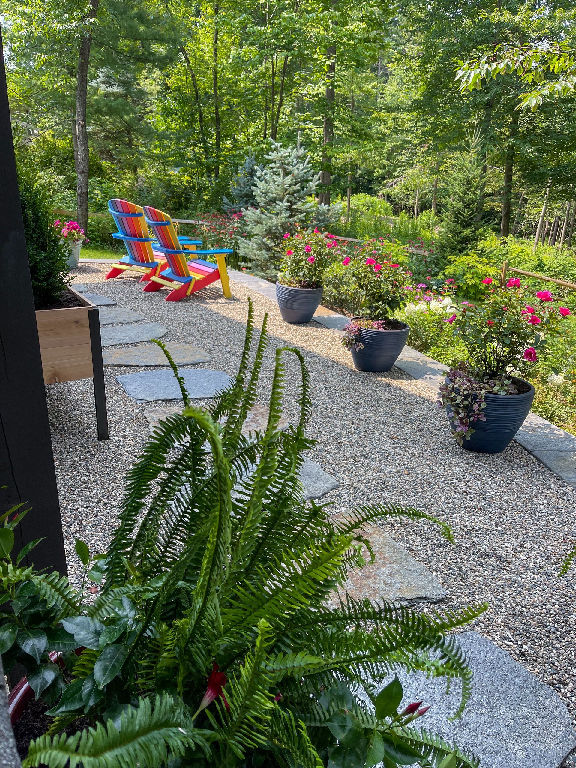 Amherst MA backyard oasis with Goshen stone