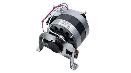 Electric motor assembly with wiring and mounting brackets.