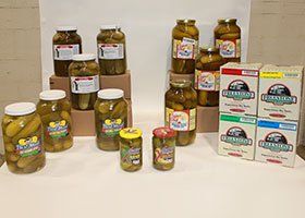 Pickled products in bottles