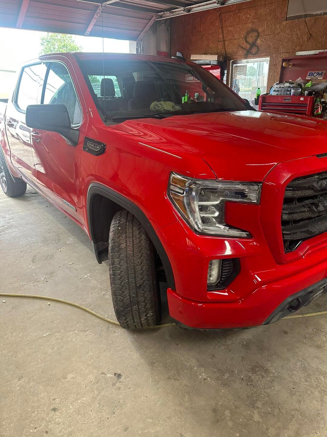 red truck after repair