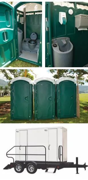 Two portable toilets on park