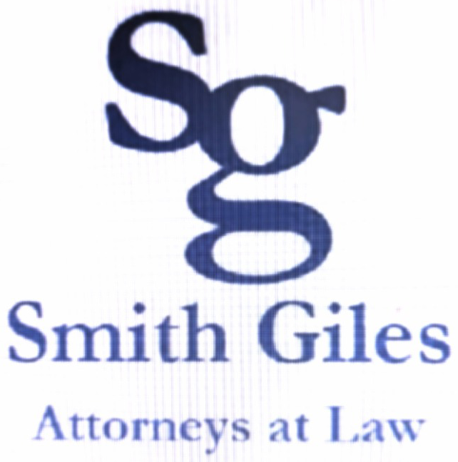Logo for Smith Giles, Attorneys at Law, featuring a blue "Sg" monogram above the company name in blue text.