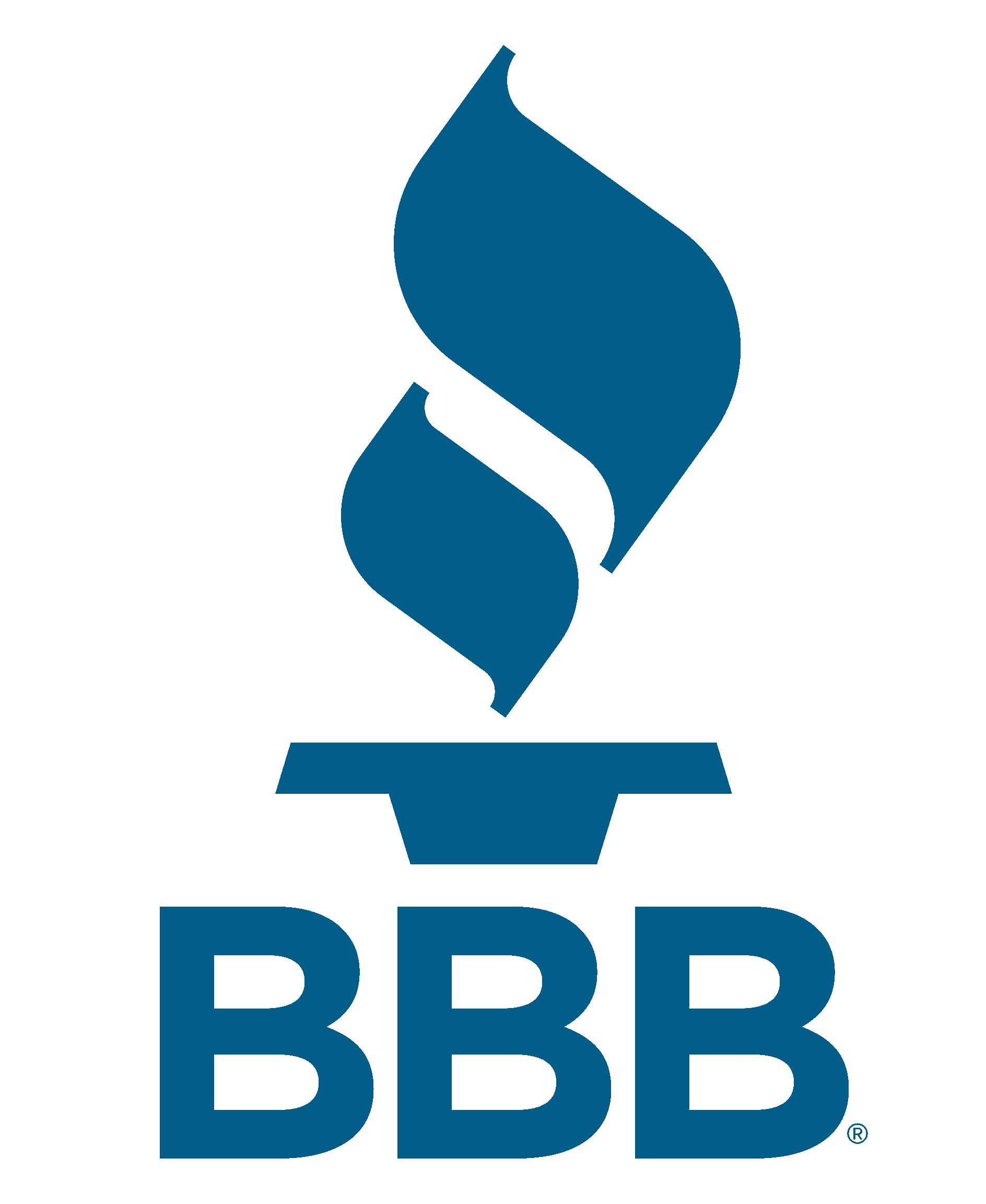 BBB Accredited Business logo: a blue rectangle with the BBB torch icon and the text 