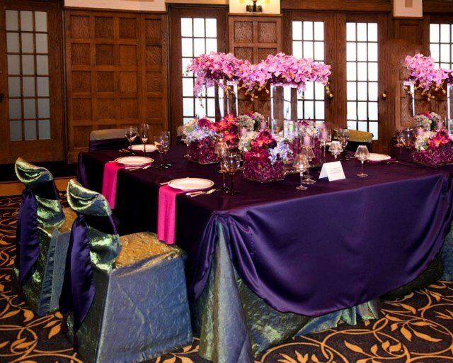 Bottle Green Shalimar with Plum Satin Overlay