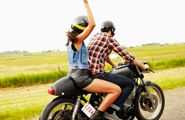 Couple in a motorcycle