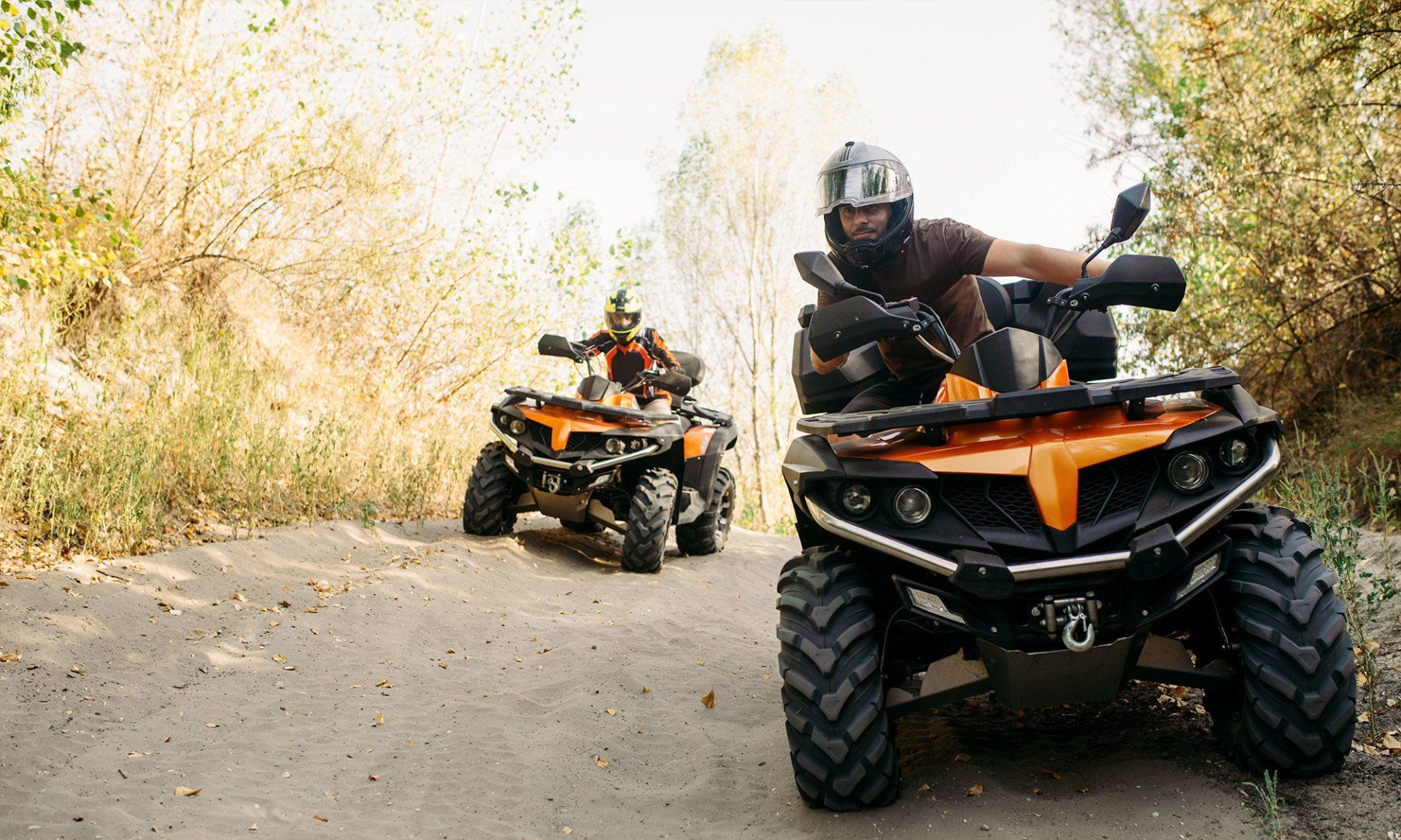Friends with their atv