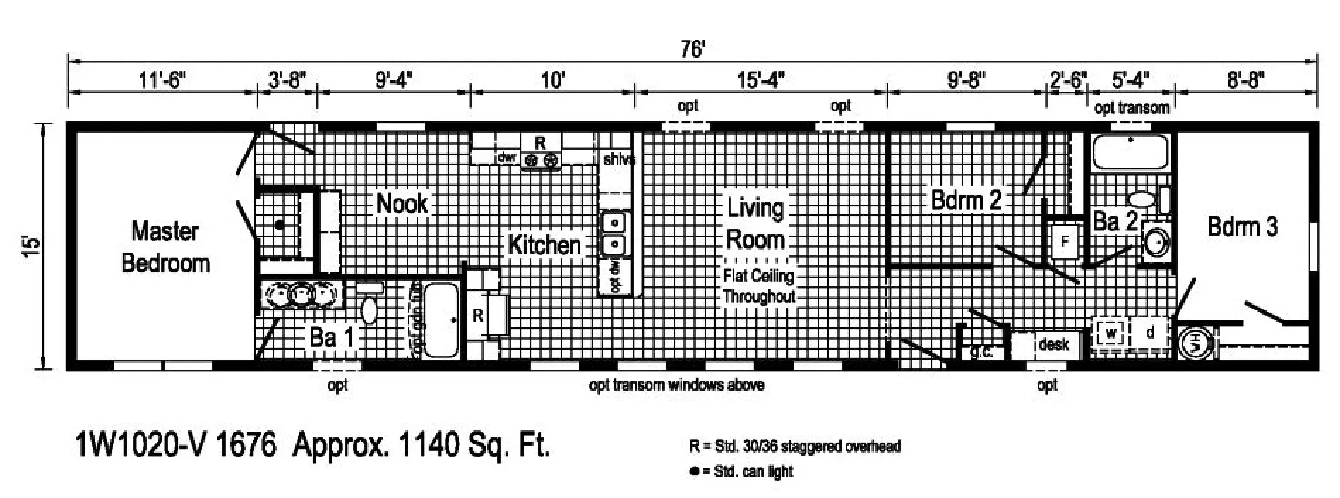 Floor plan of a house with master bedroom, two additional bedrooms, kitchen, living room, and two bathrooms.