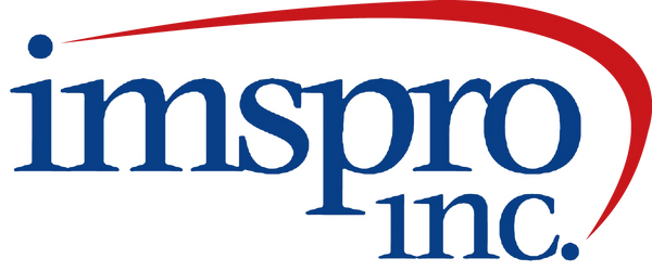 A blue and red logo for imspro inc.