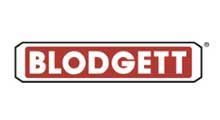 A red and white logo for blodgett on a white background.