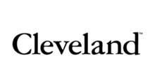 A black and white logo for cleveland on a white background.