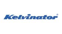 A blue logo for a company called kelvinator