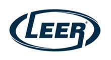 A blue and white logo for a company called leer.