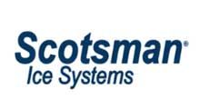 The logo for scotsman ice systems is blue and white.