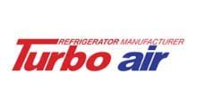 The turbo air refrigerator manufacturer logo is red and blue.