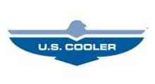 A blue and white logo for u.s. cooler with an eagle on it.